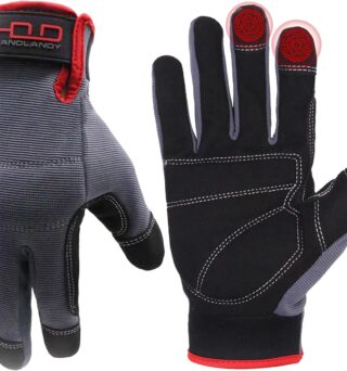 HANDLANDY Work Gloves for Men & Women, Utility Mechanic Working Gloves Touch Screen, Flexible Gardening Gloves for Yard